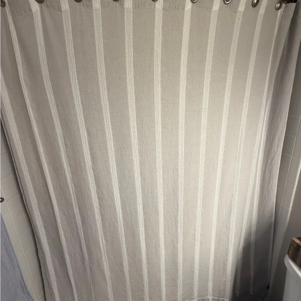 Neutral Striped Shower Curtain - Beige and Cream Ugg Brand